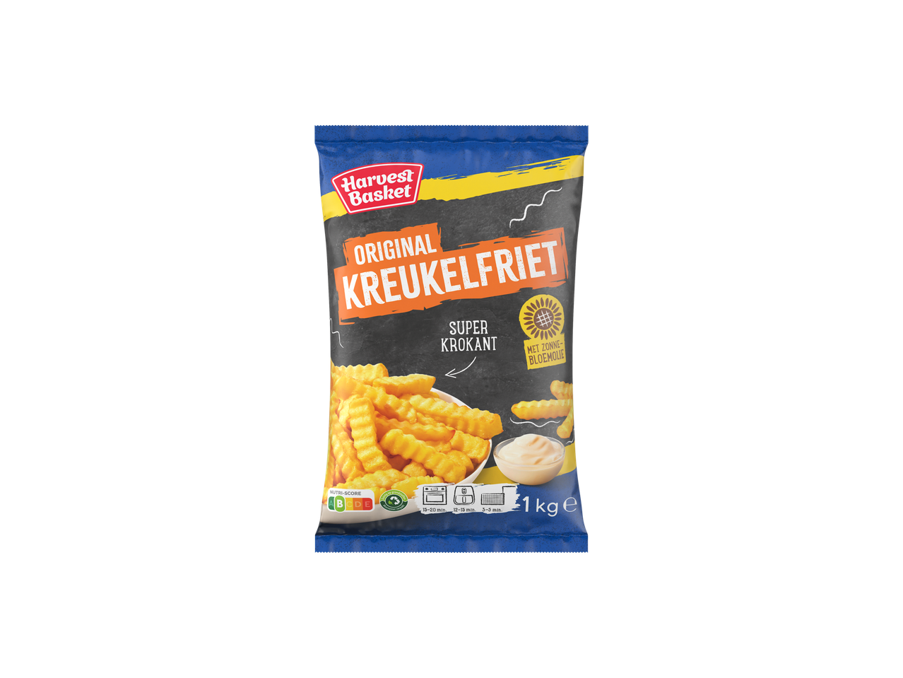 Harvest Basket Original Kreukelfriet met zonnebloemolie, 1 kg verpakking.