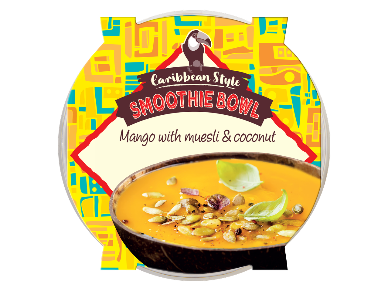 Food Festival Caribbean Style Smoothie Bowl with mango, muesli & coconut