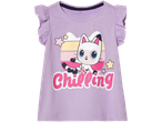 Λιλά μπλουζάκι με εκτύπωση γάτας και την λέξη "Chilling".