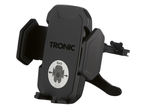 Черен държач за телефон за кола с надпис „TRONIC“ и инструкции за употреба