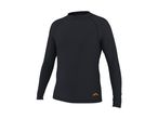 Sort langærmet rashguard med orange logo på hoften.