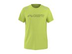 Lime green short-sleeved sports t-shirt with a black outline logo on the chest.