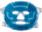 Cooling face mask with blue gel beads.