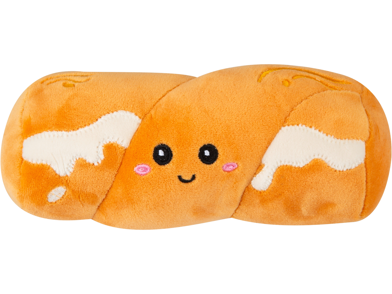 A plushie of a honey bun with a cute face, part of the Plush Foodies collection.