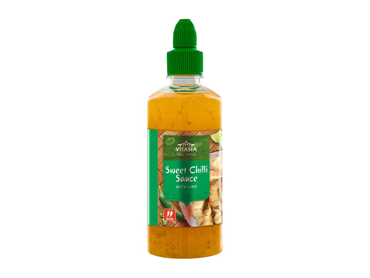 Vitasia Thai Style Sweet Chilli Sauce with Lime in a bottle.