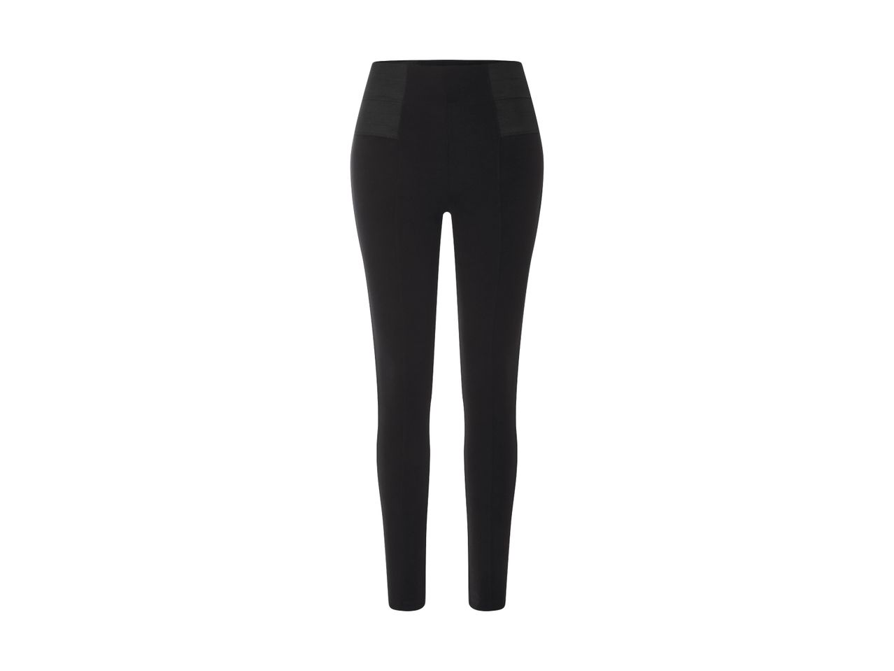 Sorte leggings med høj talje og elastikdetaljer.