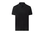 Black short-sleeved polo shirt with a collar and buttons
