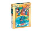 Stitch puzzle box with 104 pieces, featuring Stitch surfing and with Lilo and Angel.