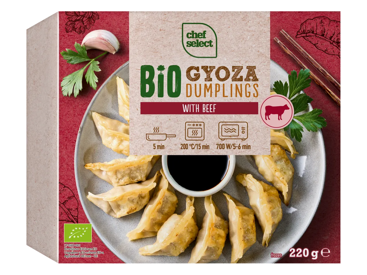 Chef Select Bio Gyoza Găluște cu Carne de Vită, pachet congelat de 220g