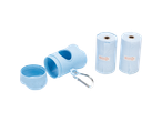 KARLIE Poop Bag Holder with carabiner and two rolls of light blue poop bags.