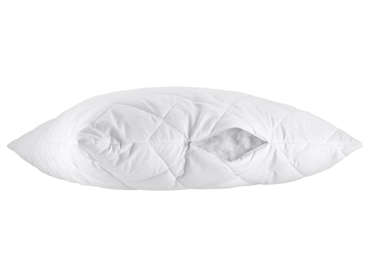 Valge tepitud padi, millel on avatud tõmblukk, mis näitab täidist