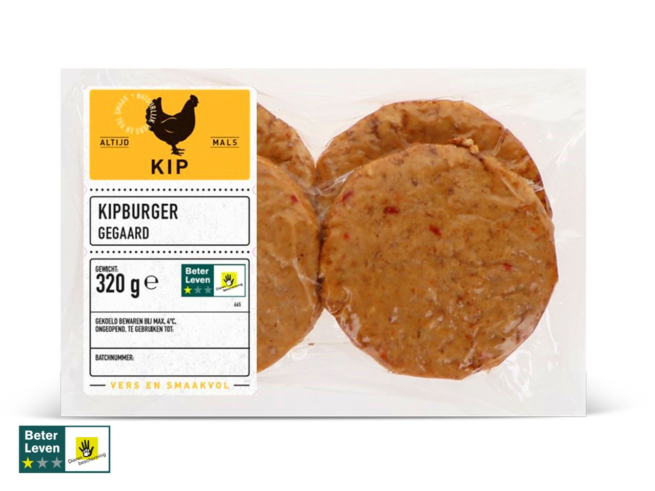 Beter Leven voorgekookte kipburgers.