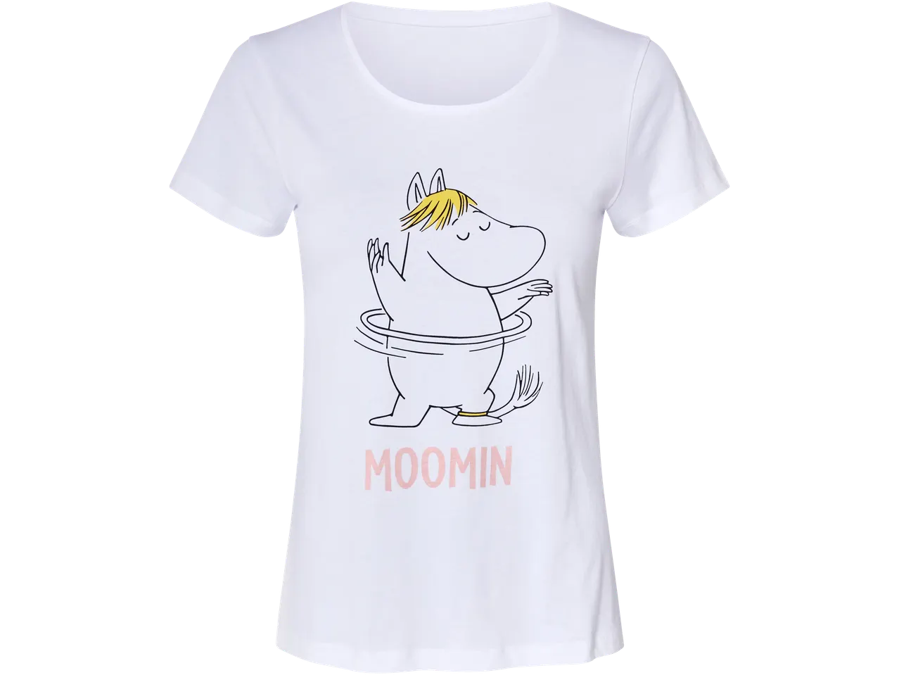 Vit Mumin T-shirt med Mumin som hular.