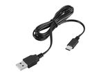 Black USB-A to USB-C charging cable, coiled, on a white background.