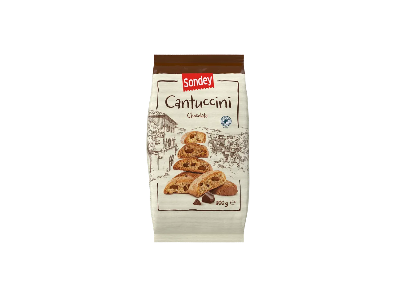 Biscuiți Sondey Cantucci cu ciocolată, pachet 300g.