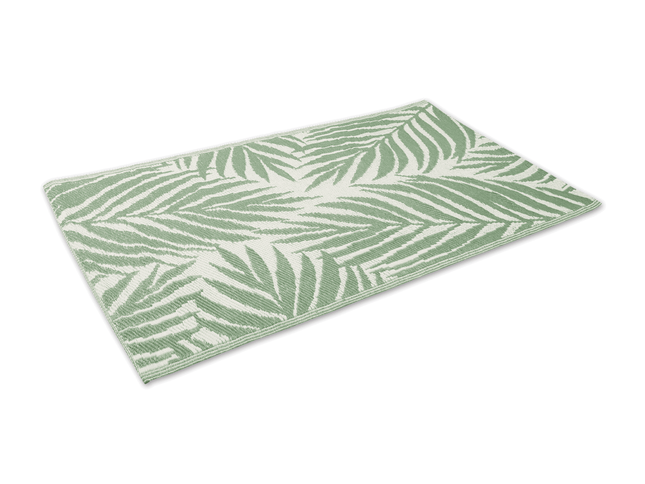 Grün-weiß gemusterter Teppich mit Palmenblatt-Design