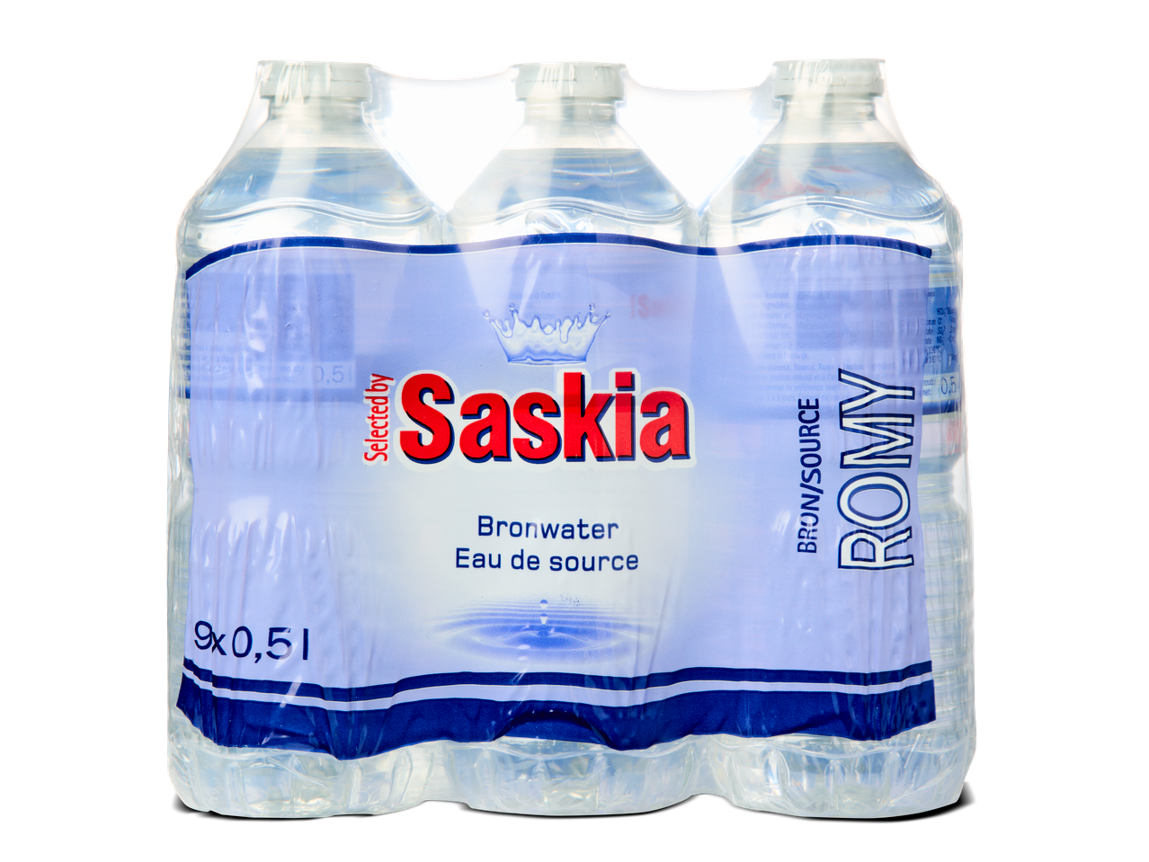 Pak met 9 flessen Saskia en Romy water.