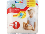 Lupilu Nappy Pants with a child wearing one, highlighting features like 'Magical Tubes' and '2x faster absorption'.