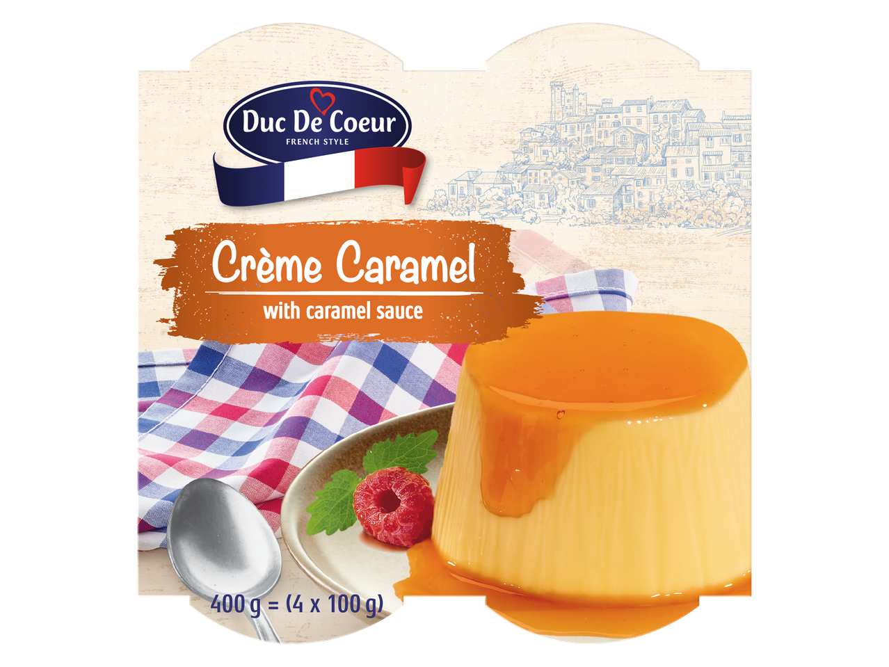 Duc De Coeur Prantsuse stiilis Crème Caramel karamellikastmega.