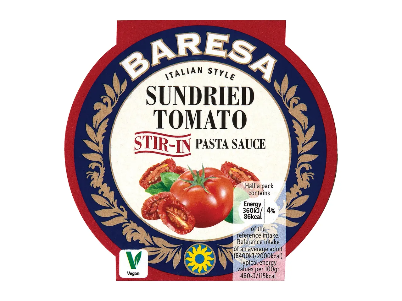 Barresa sun-dried tomato pasta sauce, vegan.