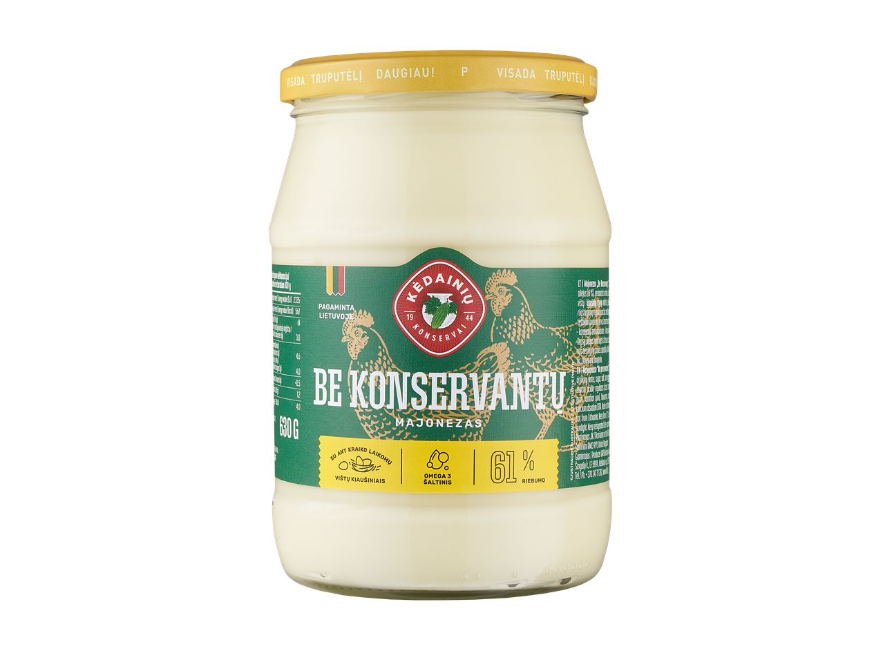 Kédainiu Konzervų majonezas stikliniame indelyje.