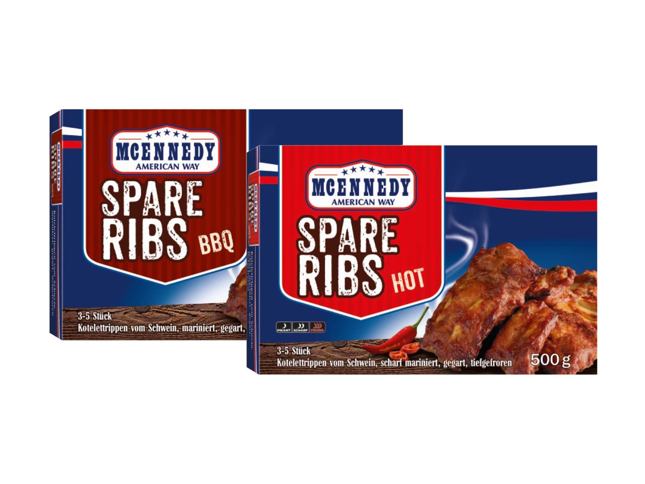 McKennedy spare ribs: BBQ and Hot.