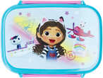 Gabby's Dollhouse priešpiečių dėžutė su Gabby ir skraidančiomis bei plaukiojančiomis katytėmis.