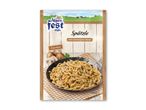 Spätzle med champignonsovs i en pande, med 2 portioner og 142g angivet på pakken.