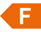 Étiquette orange avec la lettre F.