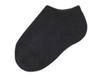 A single black ankle sock, made of ribbed knit fabric, shown on a white background.