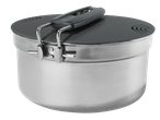 Nerūsējošā tērauda katls ar vāku, ideāls kempingam.