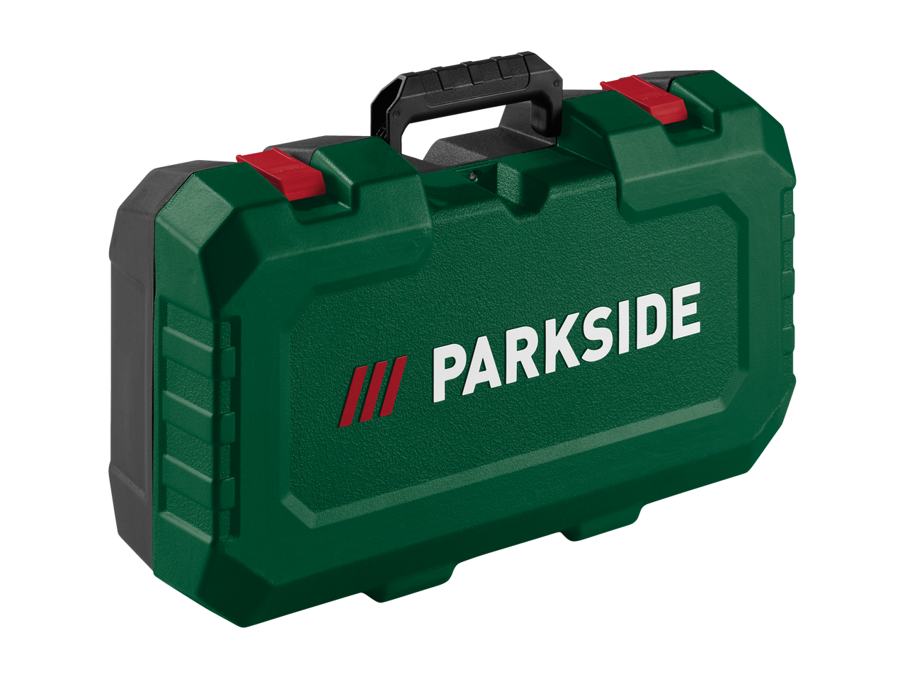 Parkside 20V Cordless Multi-Tool in a green and black hard case with red latches.