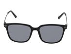 Black rectangular sunglasses with dark grey lenses.