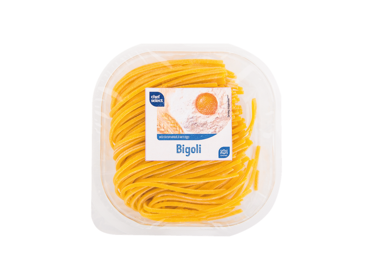 Chef Select Bigoli makaronai plastikinėje pakuotėje.