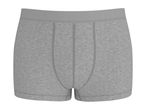 Grey men's boxer briefs with a wide elastic waistband and visible stitching