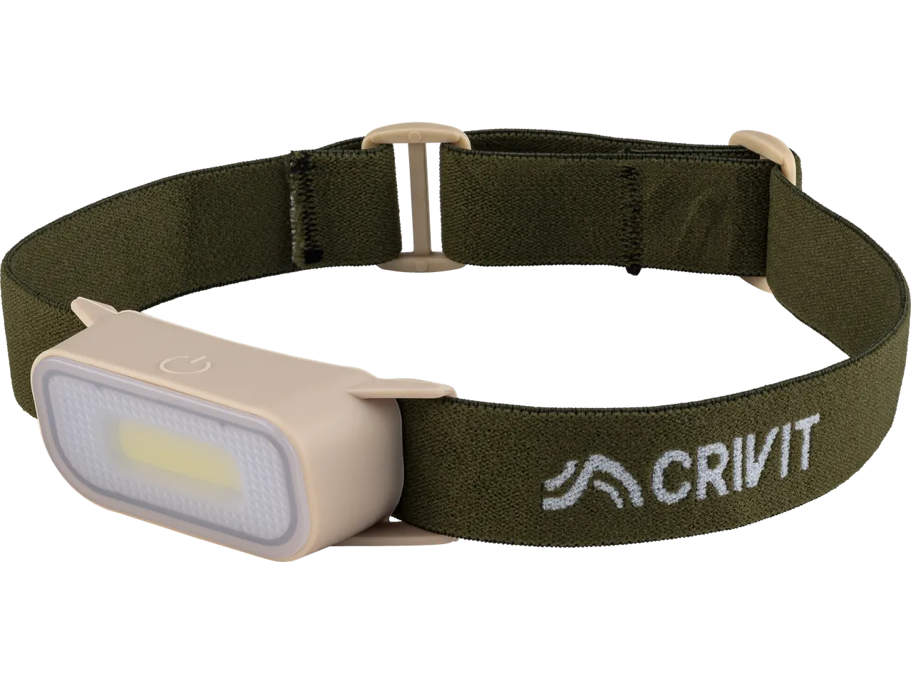 Lanternă frontală CRIVIT cu bandă verde și lumină dreptunghiulară