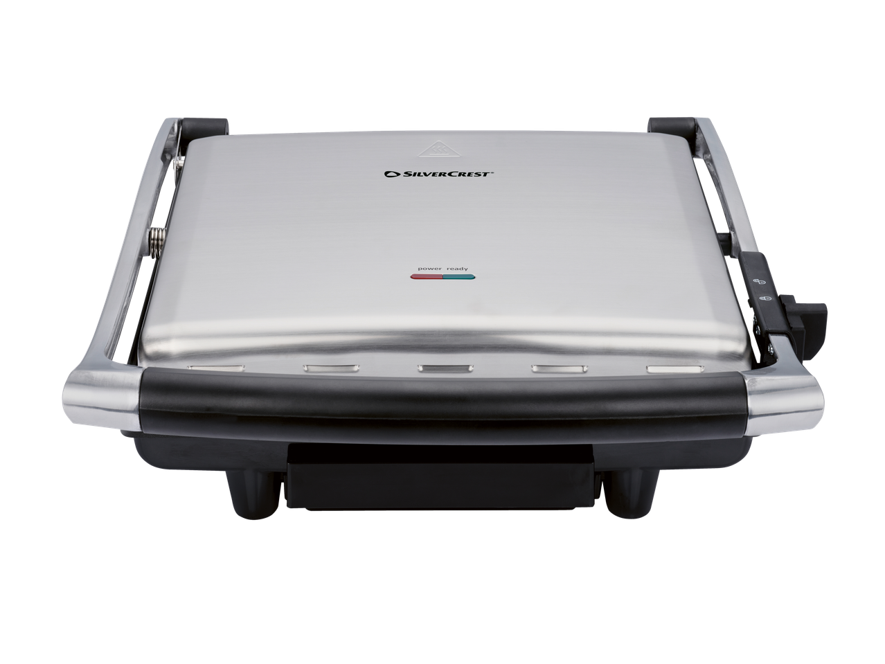Silvercrest® kontaktgrill fekete fogantyúkkal és jelzőfényekkel.