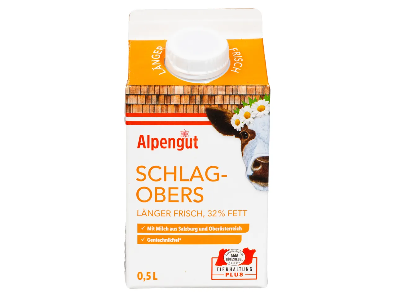 Alpengut Schlagobers (Schlagsahne) mit 32% Fett, 0,5L Packung