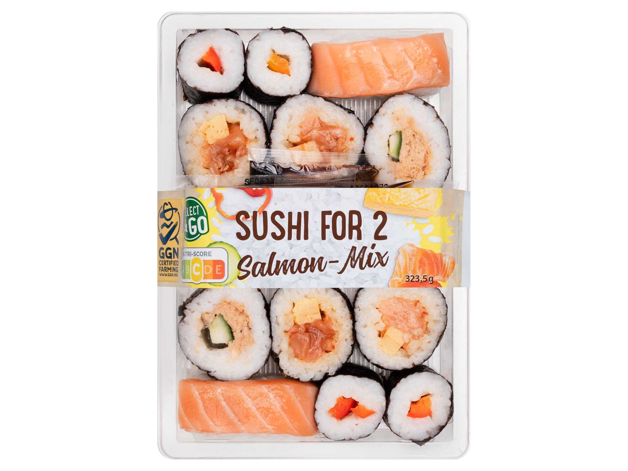 Sushi készlet ketten részére: lazac és zöldséges maki.