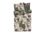 Tropical bedding set: duvet and pillows with leaf print.
