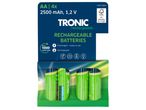 Опаковка от четири зареждащи се акумулаторни батерии Tronic® AA 2500 mAh, 1,2 V.