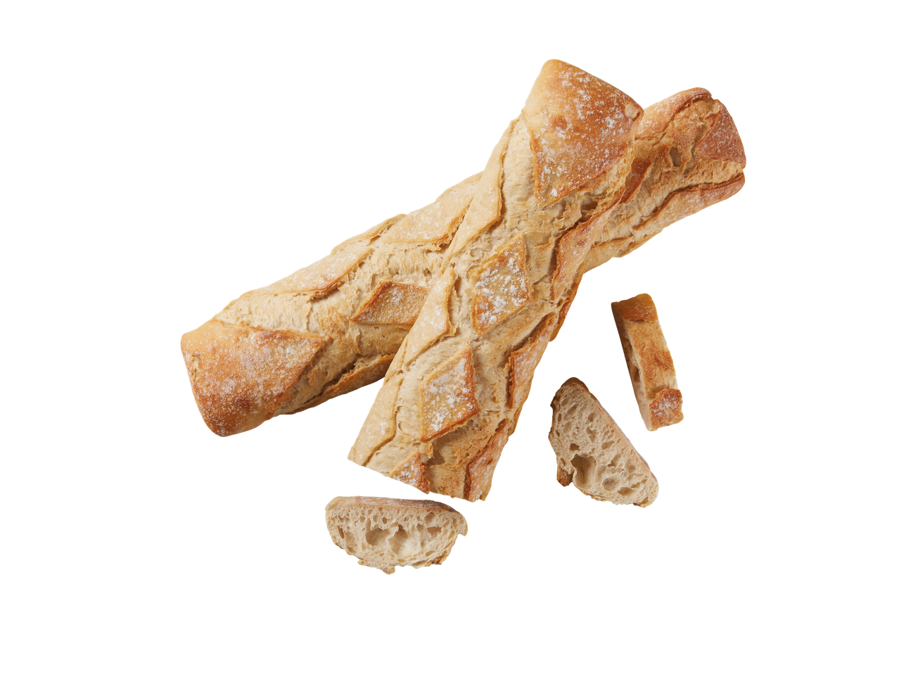 Baguettes croustillantes et morceaux de pain délicieux.