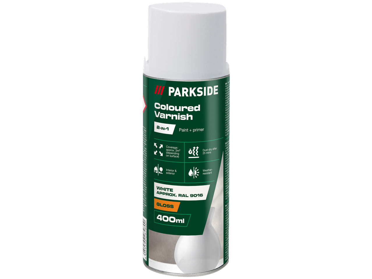 PARKSIDE lak u boji 2-u-1, beli, sjajni, 400 ml