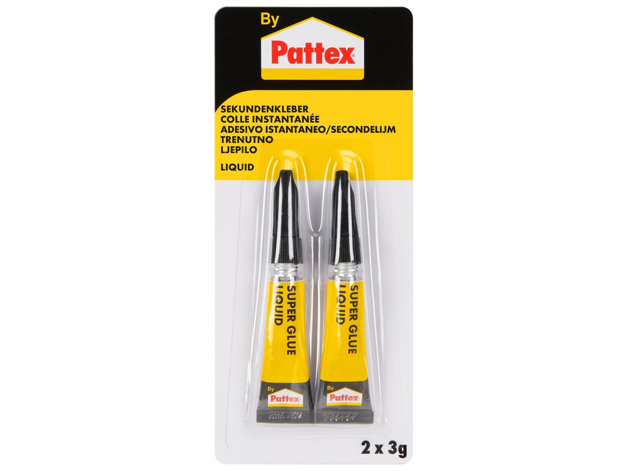 Deux tubes de colle super Pattex liquide (2 x 3g).