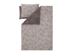 Reversible bed linen set with a brown and beige leaf pattern