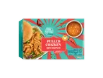 Food Festival Pulled Chicken Hot Honey verpakking met een burger en saus.