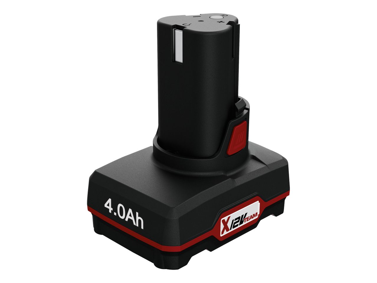 Black and red 4.0Ah X12V Team power tool battery.