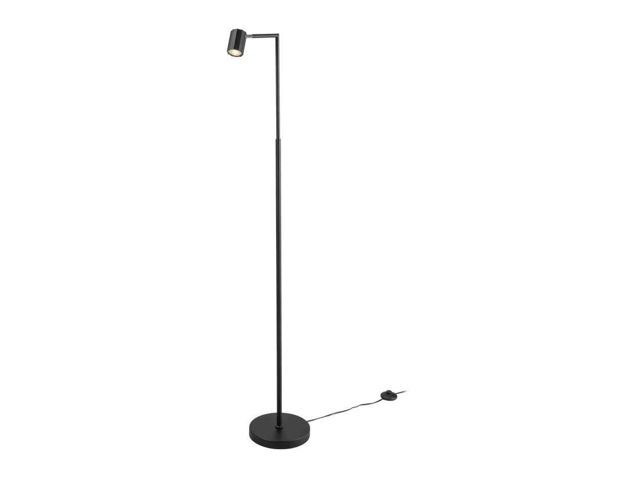 LIVARNO home pastatomas LED šviestuvas, juodas, su apvaliu pagrindu ir reguliuojama galvute.