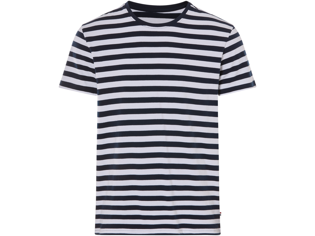 Triibuline lühikeste varrukatega t-särk.