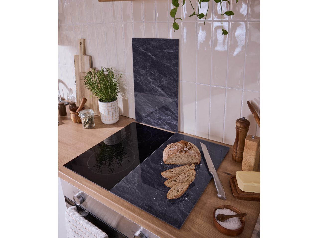 Copri piano cottura in vetro, 2 pezzi